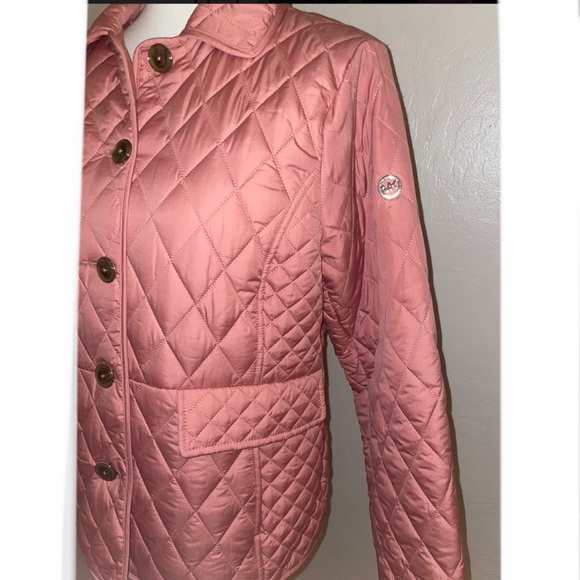 🎉HP🎉New! Michael Kors Diamond Quilted Button Up Jacket Dusty Rose Size Large🎀 - Picture 6 of 15